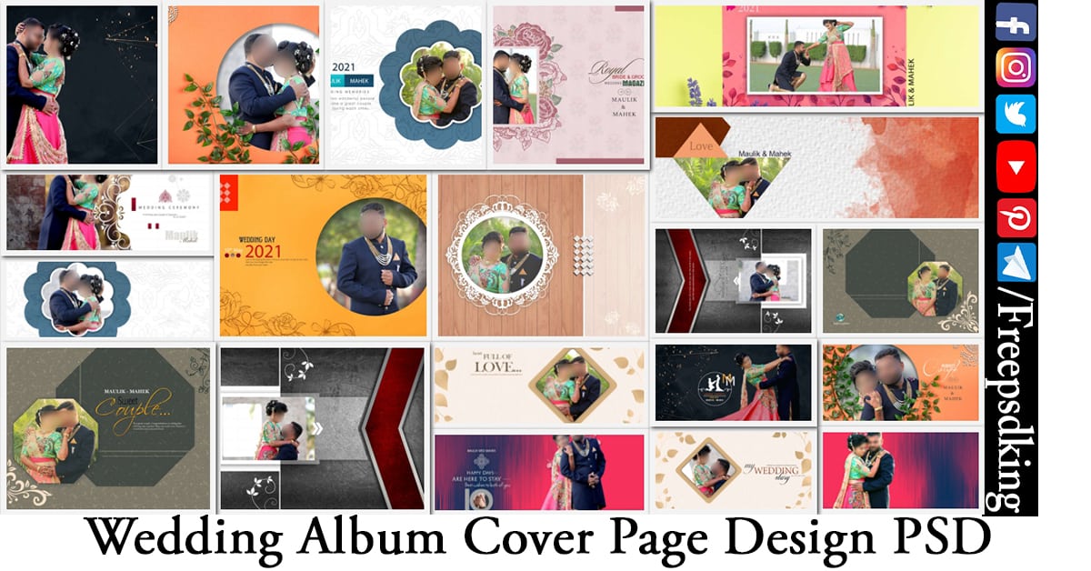 Wedding Album Cover Page Design PSD Free Download