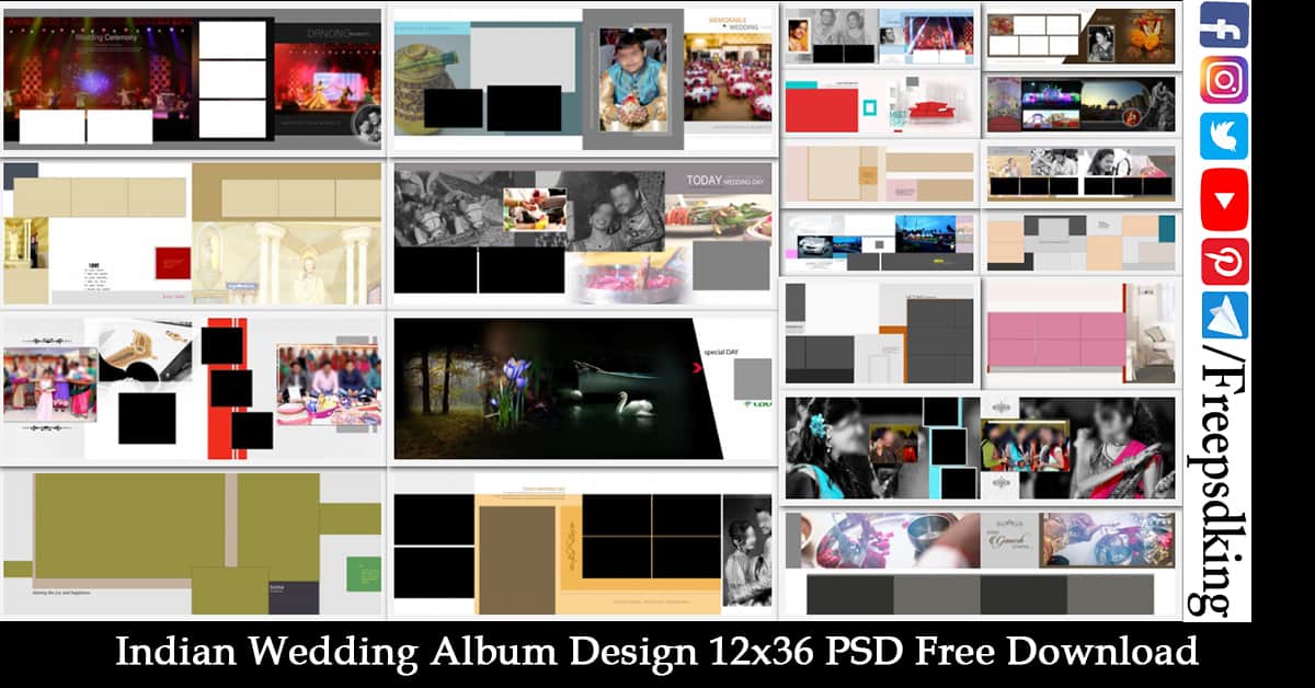 12x18 All Size Photo Album Big Big PSD Collection  Wedding album design  layout, Wedding album design, Indian wedding album design