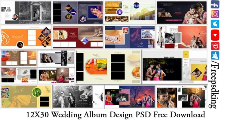 grap wedding album design psd free download 12x30