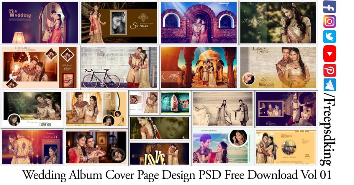 Wedding Album Cover Page Design PSD Free Download Vol 01